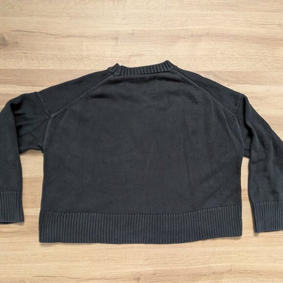Everlane 100% Cotton Crewneck Sweater Large Black Classic Rib Knit - Picture 5 of 5